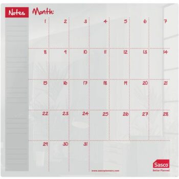 Sasco Whiteboard Monthly Planner Desktop 450x450mm 2410185 Fusion Office