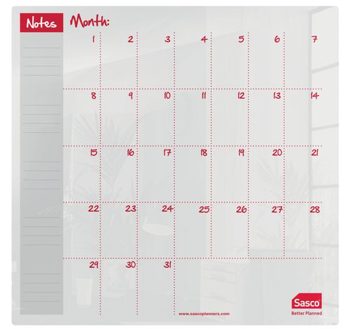 Sasco Whiteboard Monthly Planner Desktop 450x450mm 2410185 Fusion Office