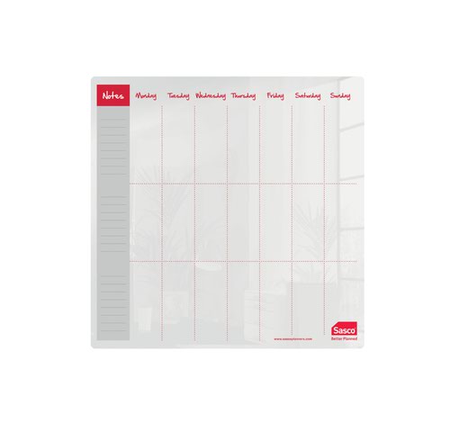 Sasco Whiteboard Weekly Planner Desktop 300x300mm 2410178 Fusion Office