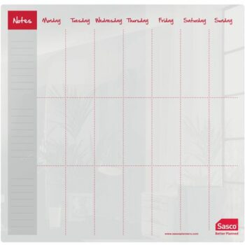 Sasco Whiteboard Weekly Planner Desktop 450x450mm 2410179 Fusion Office