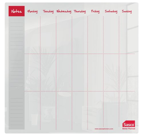 Sasco Whiteboard Weekly Planner Desktop 450x450mm 2410179 Fusion Office