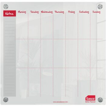 Sasco Whiteboard Weekly Planner Mounted 450x450mm 2410182 Fusion Office