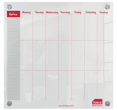 Sasco Whiteboard Weekly Planner Mounted 450x450mm 2410182 Fusion Office
