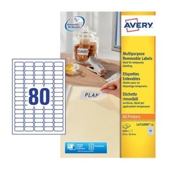 Avery L4732REV-25 Multipurpose Removable Labels A4 80 Per-Page - 25 Sheets - Fusion Office UK