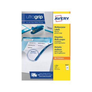 Avery 3652 Multipurpose Labels 21 Per Page 70×423mm Permanent 100 Sheets Fusion Office