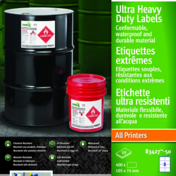 Avery B3427 50 Ultra Resistant Labels 8 Per Sheet 74x105mm 50 Sheets Pack 5 Fusion Office