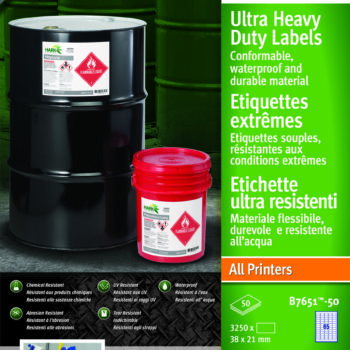 Avery B7651 50 Ultra Resistant Labels 65 Per Sheet 38x21mm 50 Sheets Pack 5 Fusion Office