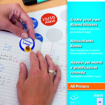 Avery E3613 Removable Round Reward Stickers 24 Per Page 8 Sheets Pack 5 Fusion Office