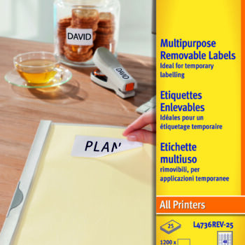 Avery L4736rev 25 Multipurpose Removable Labels A4 48 Per Page 25 Sheets Fusion Office