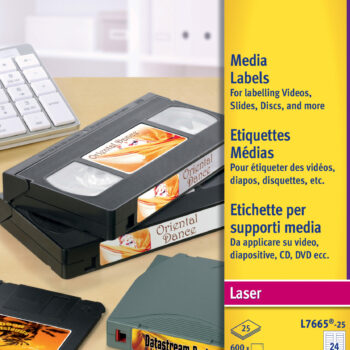 Avery L7665 25 Laser Media Labels A4 White 72×212mm 24 Per Page 25 Sheets Pack 5 Fusion Office