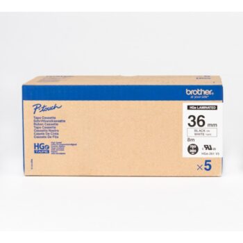 Brother Hge 261v5 Black On White Labelling Tape Cassette 36mm X 8m Pack 5 Fusion Office