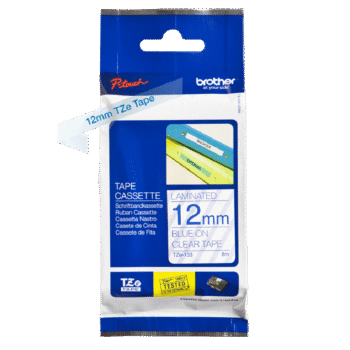 Brother Tz E133 P Touch Blue On Clear Label Tape 12mm X 8m Tze133 Fusion Office