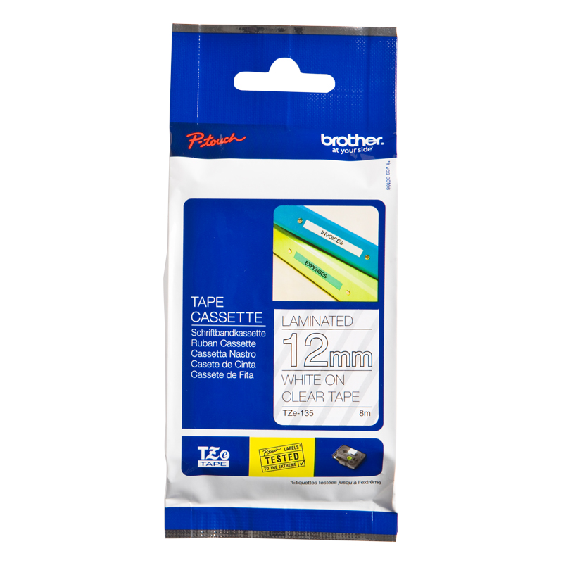 Brother Tze 135 P Touch White On Clear Label Tape 12mm X 8m Tze135 Fusion Office