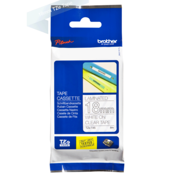 Brother Tze 145 P Touch White On Clear Label Tape 18mm X 8m Tze145 Fusion Office