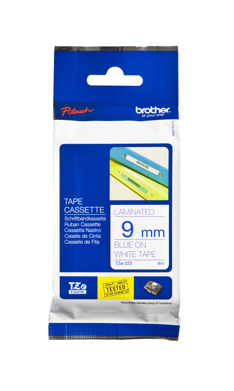 Brother Tze 223 P Touch Blue On White Label Tape 9mm X 8m Tze223 Fusion Office