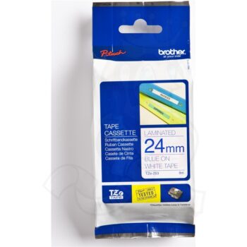 Brother Tze 253 P Touch Blue On White Label Tape 24mm X 8m Tze253 Fusion Office
