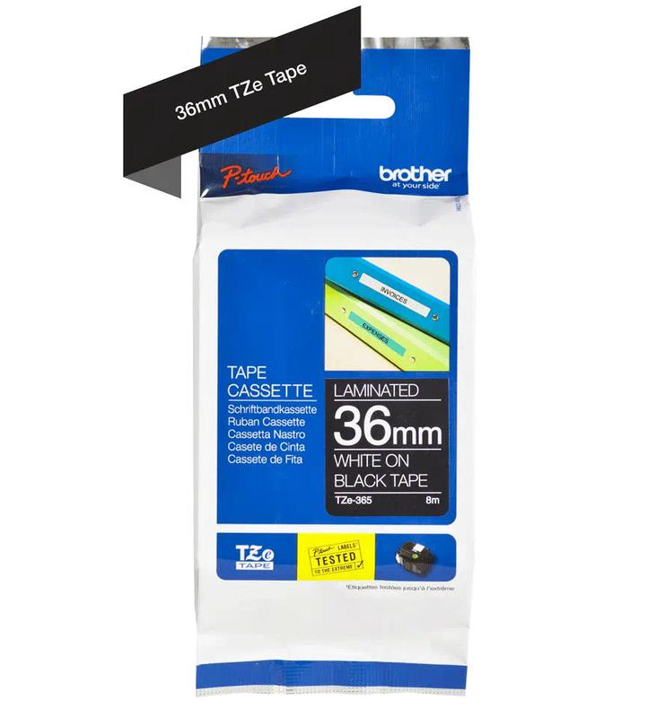 Brother Tze 365 P Touch White On Black Label Tape 36mm X 8m Tze365 Fusion Office