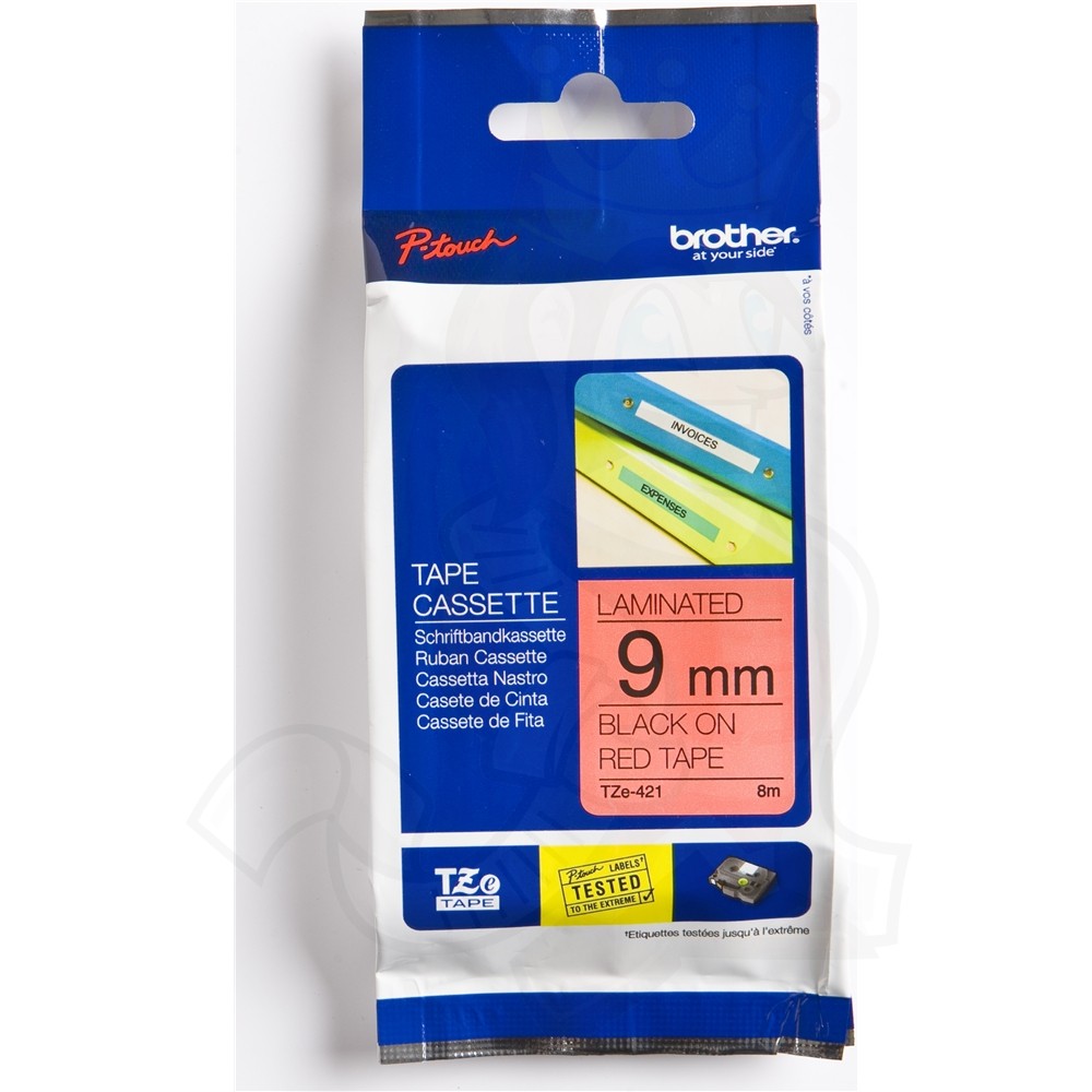 Brother Tze 421 P Touch Black On Red Label Tape 9mm X 8m Tze421 Fusion Office