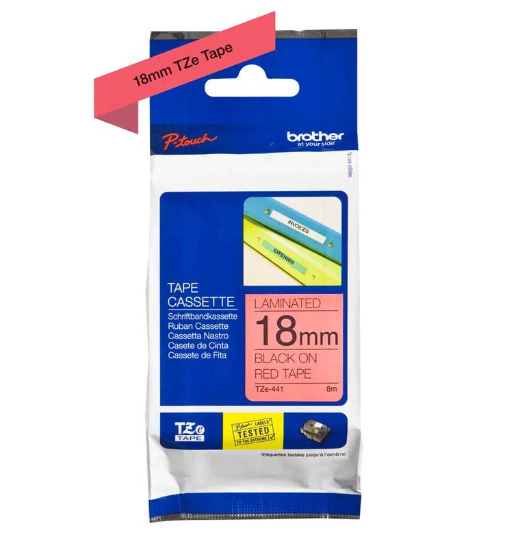 Brother Tze 441 P Touch Black On Red Label Tape 18mm X 8m Tze441 Fusion Office