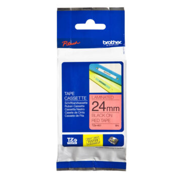 Brother Tze 451 P Touch Black On Red Label Tape 24mm X 8m Tze451 Fusion Office