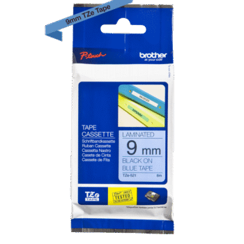 Brother Tze 521 P Touch Black On Blue Label Tape 9mm X 8m Tze521 Fusion Office