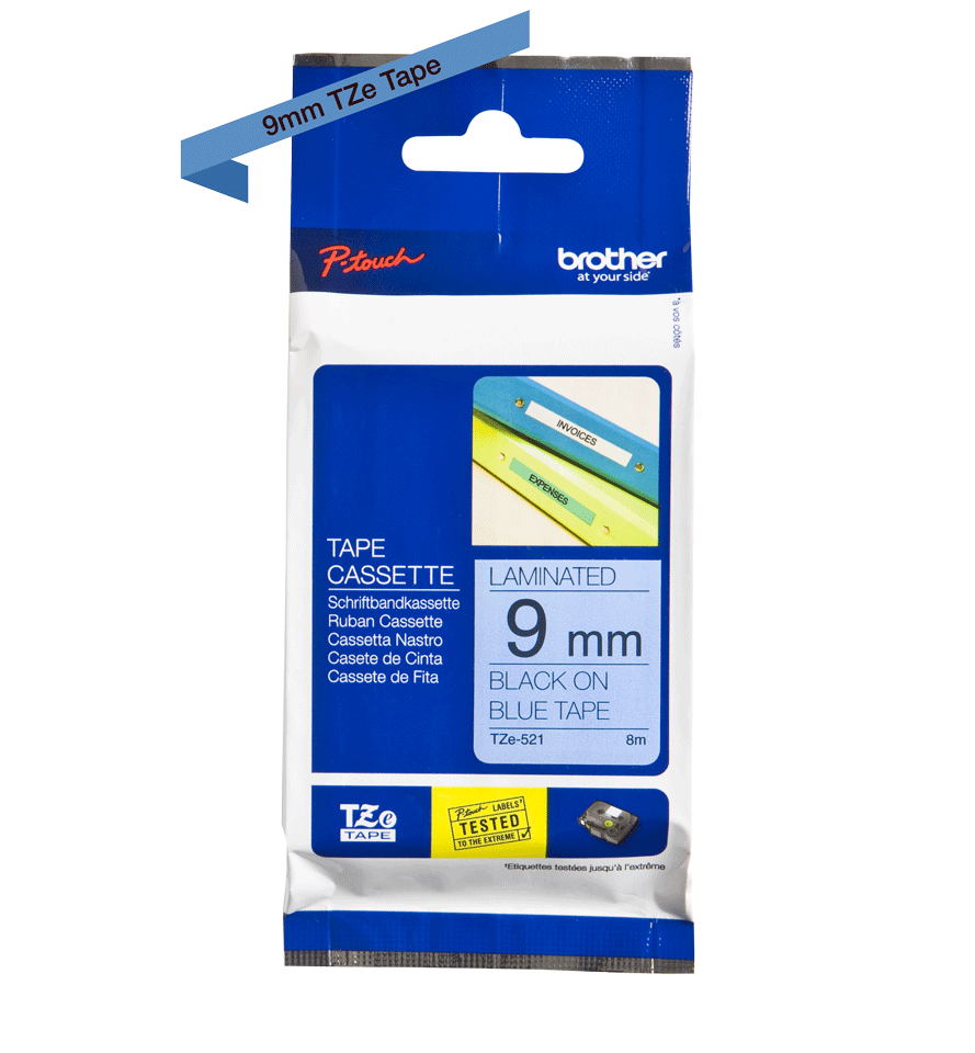 Brother Tze 521 P Touch Black On Blue Label Tape 9mm X 8m Tze521 Fusion Office