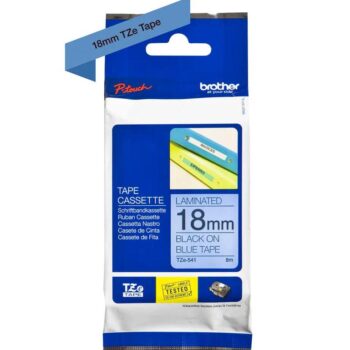 Brother Tze 541 P Touch Black On Blue Label Tape 18mm X 8m Tze541 Fusion Office