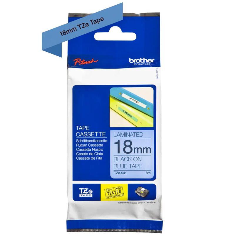 Brother Tze 541 P Touch Black On Blue Label Tape 18mm X 8m Tze541 Fusion Office