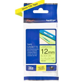 Brother Tze C31 P Touch Black On Fluroescent Yellow Label Tape 12mm X 5m Tzec31 Fusion Office