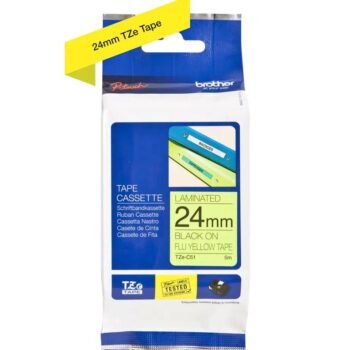 Brother Tze C51 P Touch Black On Fluroescent Yellow Label Tape 24mm X 5m Tzec51 Fusion Office