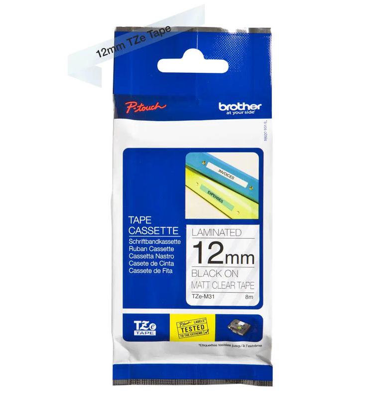 Brother Tze M31 P Touch Black On Matt Clear Label Tape 12mm X 8m Tzem31 Fusion Office