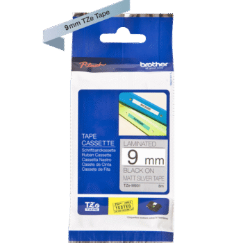 Brother Tze M921 P Touch Black On Silver Metallic Label Tape 9mm X 8m Tzem921 Fusion Office