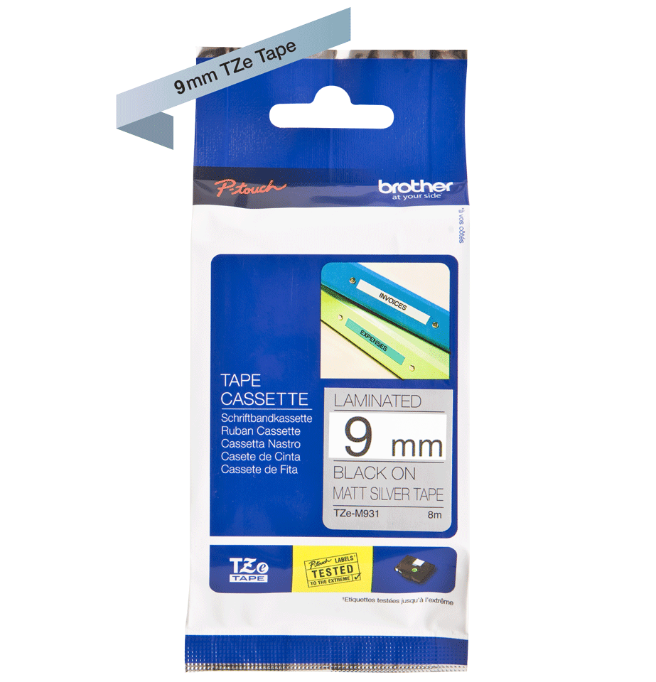 Brother Tze M921 P Touch Black On Silver Metallic Label Tape 9mm X 8m Tzem921 Fusion Office