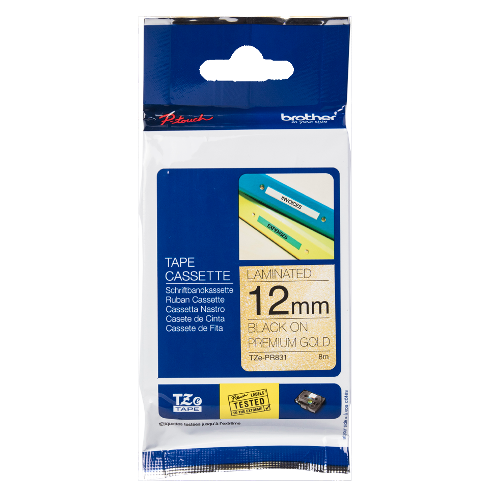 Brother Tze Pr831 P Touch Black On Gold Label Tape 12mm X 8m Tzepr831 Fusion Office