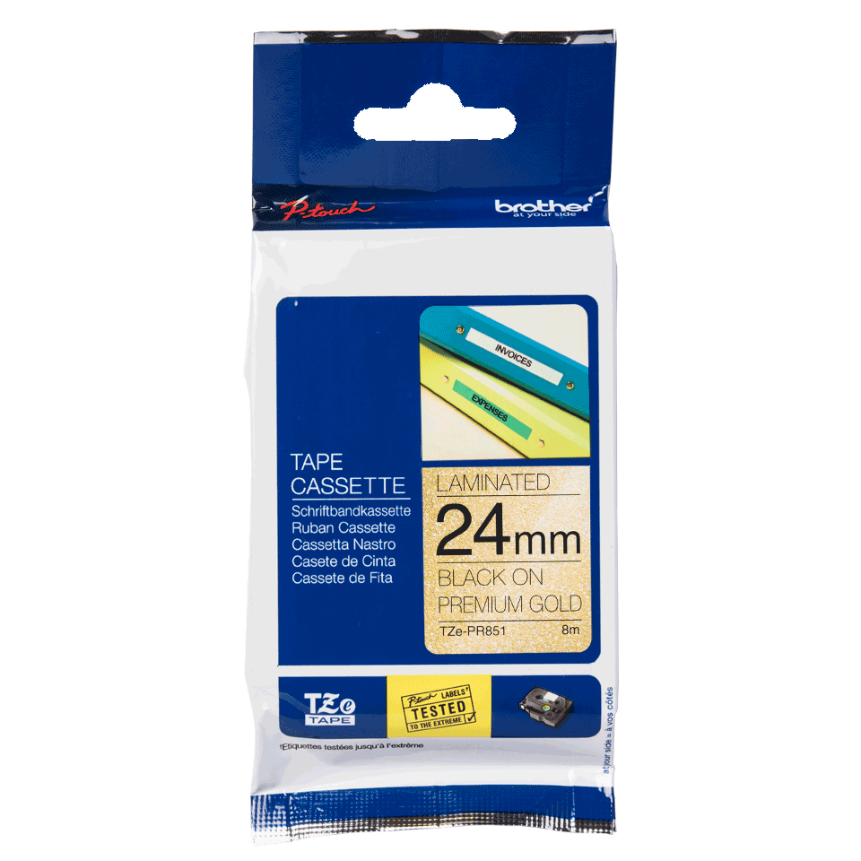 Brother Tze Pr851 P Touch Black On Gold Label Tape 24mm X 8m Tzepr851 Fusion Office