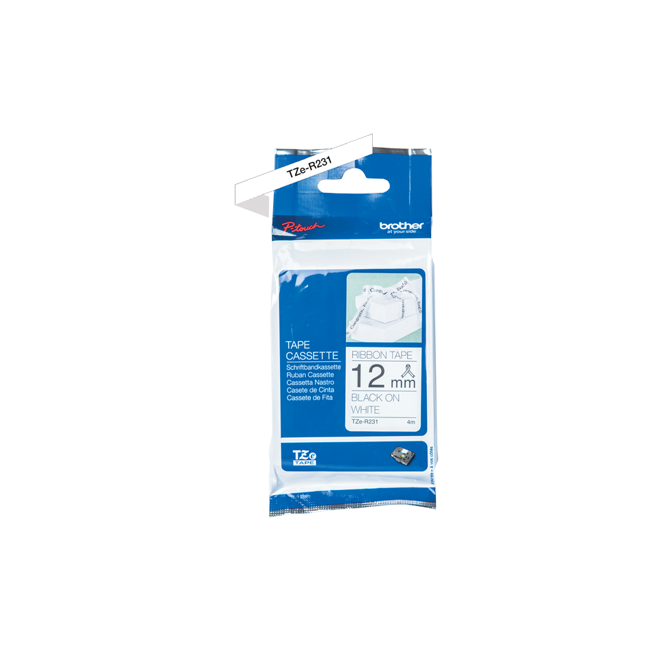 Brother Tze R231 P Touch Black On White Label Tape 12mm X 4m Tzer231 Fusion Office