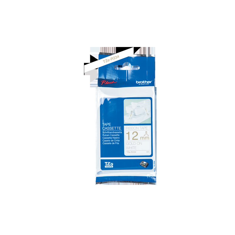 Brother Tze R234 P Touch Gold On White Label Tape 12mm X 4m Tzer234 Fusion Office