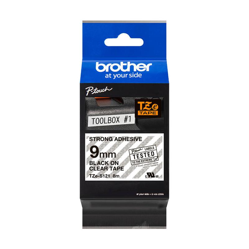 Brother Tze S121 P Touch Black On Clear Strong Label Tape 9mm X 8m Tzes121 Fusion Office