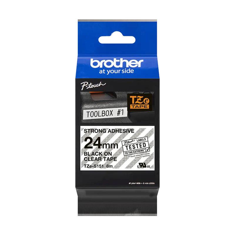 Brother Tze S151 P Touch Black On Clear Strong Label Tape 24mm X 8m Tzes151 Fusion Office