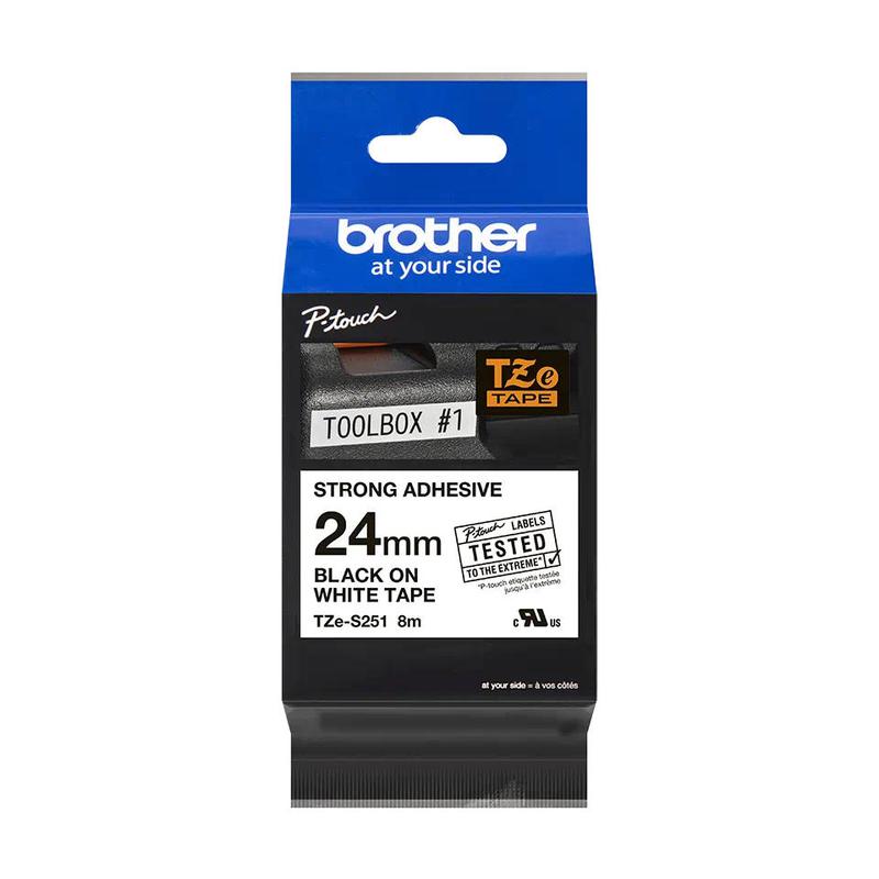 Brother Tze S251 P Touch Black On White Strong Label Tape 24mm X 8m Tzes251 Fusion Office