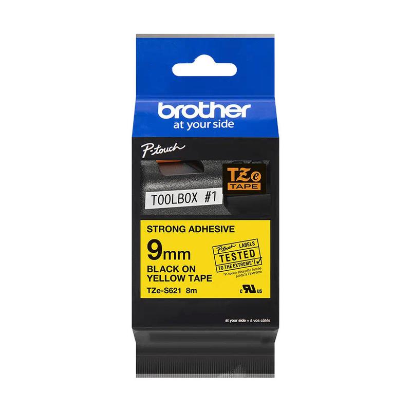 Brother Tze S621 P Touch Black On Yellow Strong Label Tape 9mm X 8m Tzes621 Fusion Office
