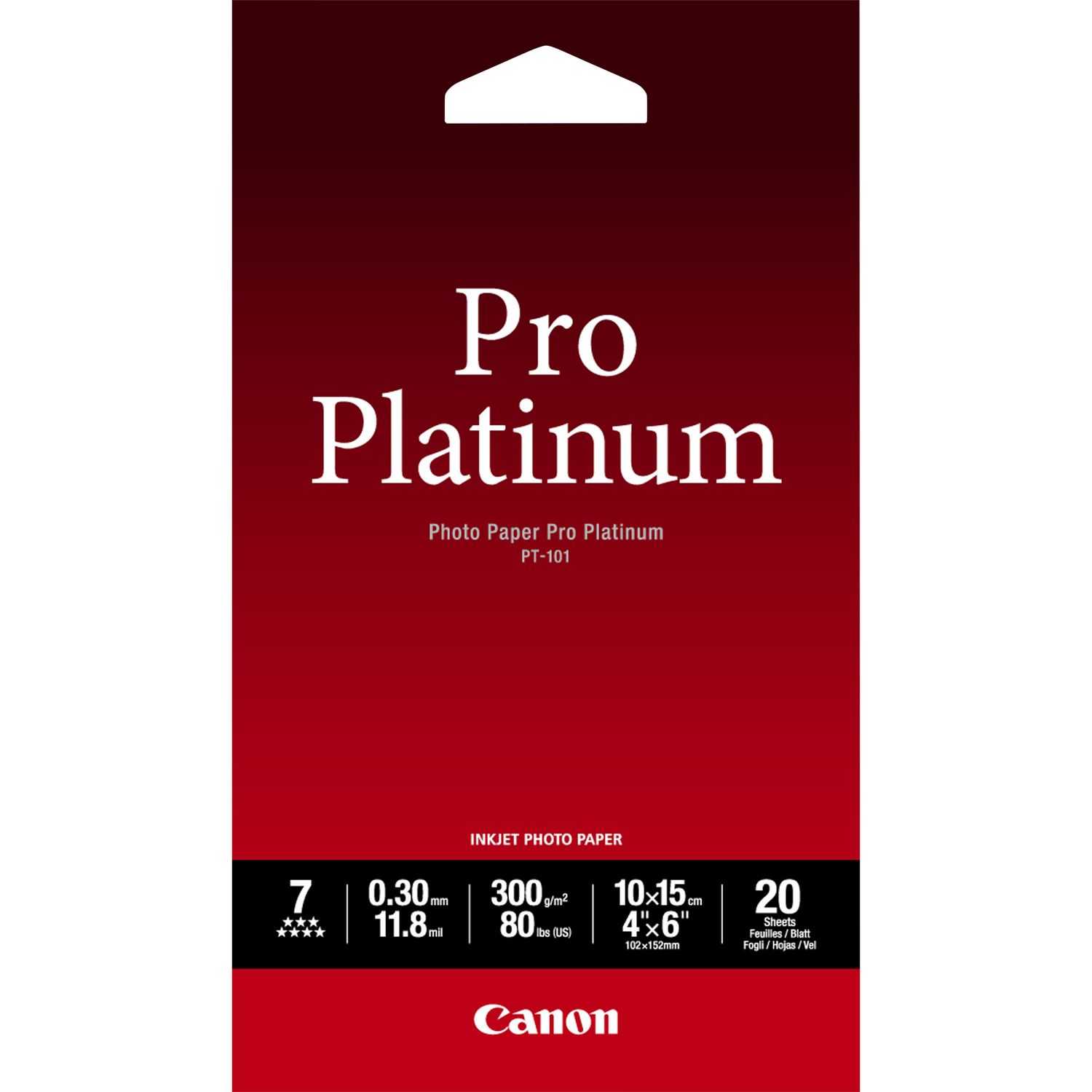 Canon Pt 101 Pro Platinum Photo Paper 4×6 20 Sheets 2768b013 Fusion Office