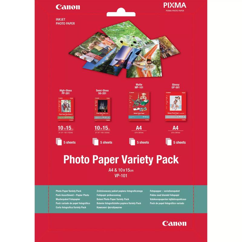 Canon Vp 101 Photo Paper Variety Pack 4×6 A4 20 Sheets 0775b079 Fusion Office