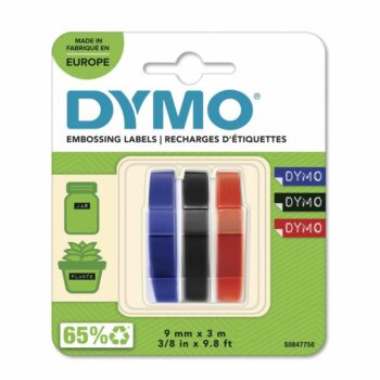 Dymo Embossing Tapes 9mmx3m Red Black Blue Pack 3 S0847750 Fusion Office