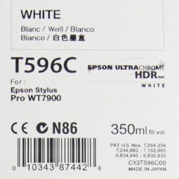 Epson Hdr T596c White Inkjet Cartridge Ultrachrome C13t596c00 Fusion Office