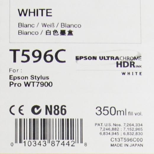 Epson Hdr T596c White Inkjet Cartridge Ultrachrome C13t596c00 Fusion Office