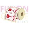 Parcel Labels Printed FRAGILE 108x79mm Roll - 500 Labels - Fusion Office UK