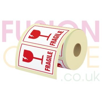 Parcel Labels Printed FRAGILE 108x79mm Roll - 500 Labels - Fusion Office UK