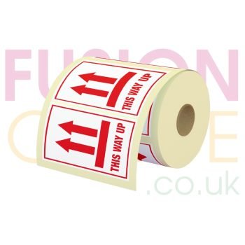 Parcel Labels Printed THIS WAY UP 108x79mm Roll - 500 Labels - Fusion Office UK