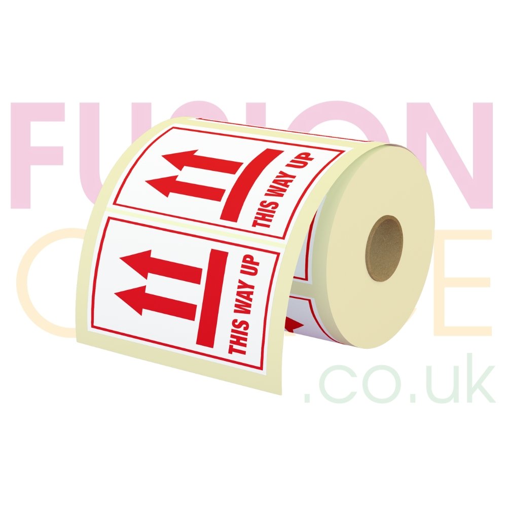 Parcel Labels Printed THIS WAY UP 108x79mm Roll - 500 Labels - Fusion Office UK